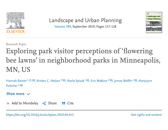 Exploring park visitor perceptions of ‘flowering bee lawns’ in neighborhood parks in Minneapolis